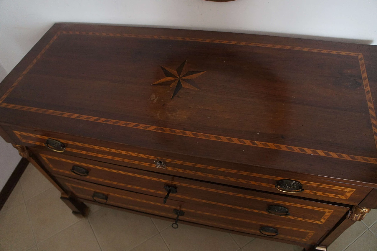 Cassettone Luigi XVI in noce intarsiato, '800 7