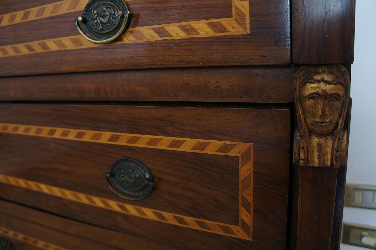 Cassettone Luigi XVI in noce intarsiato, '800 11