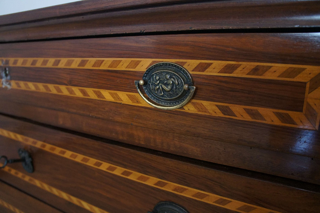 Cassettone Luigi XVI in noce intarsiato, '800 13