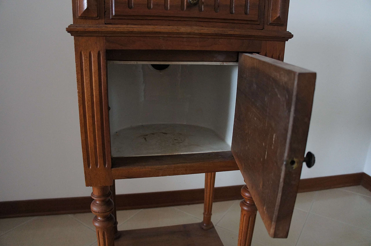 Comodino Napoleone III in legno con piano in marmo, fine '800 6