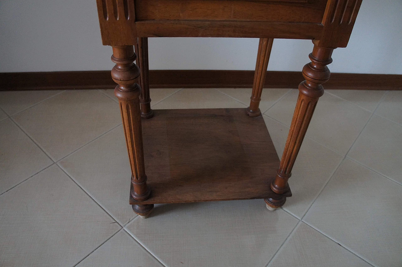 Comodino Napoleone III in legno con piano in marmo, fine '800 7