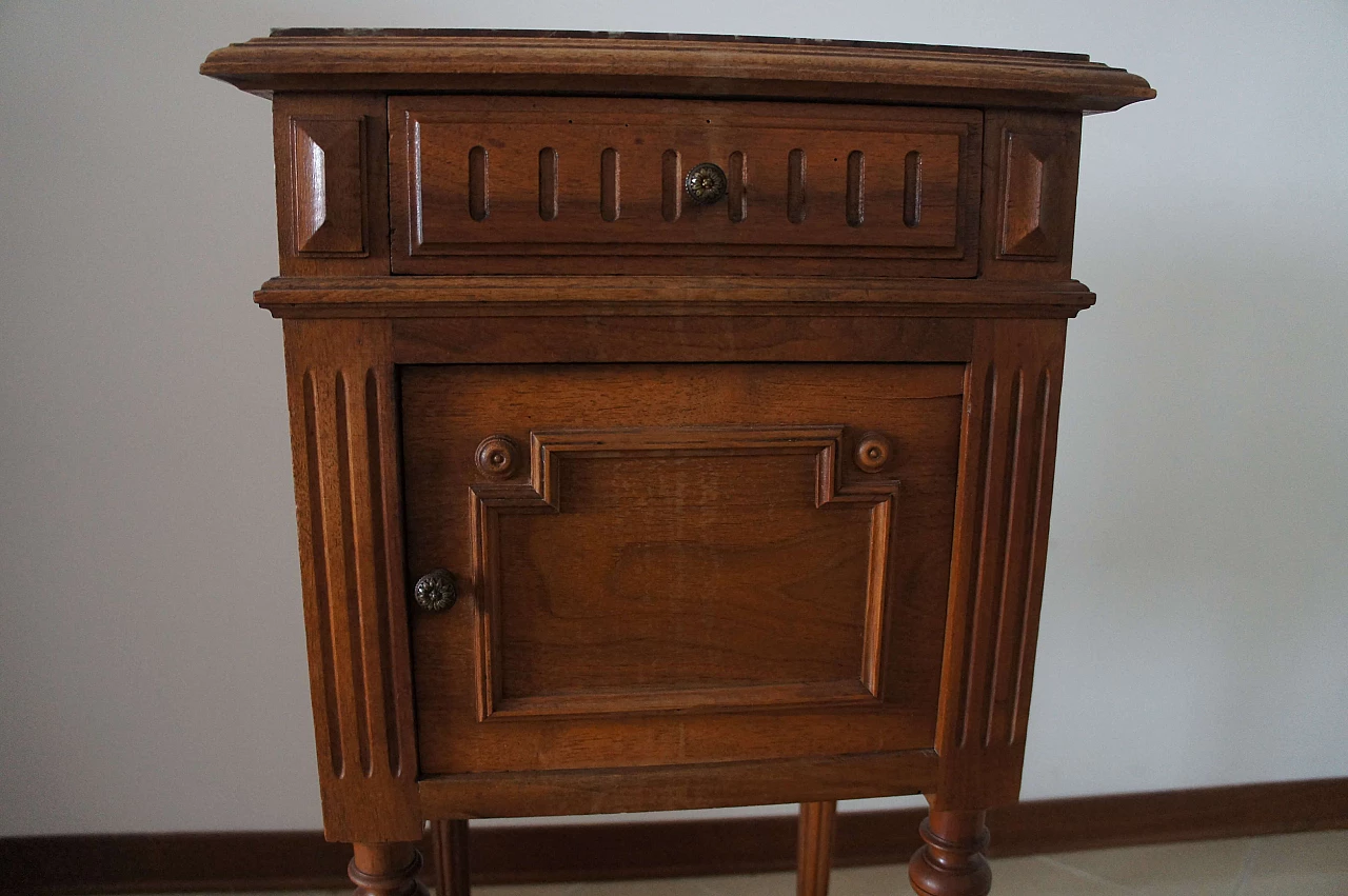 Comodino Napoleone III in legno con piano in marmo, fine '800 8