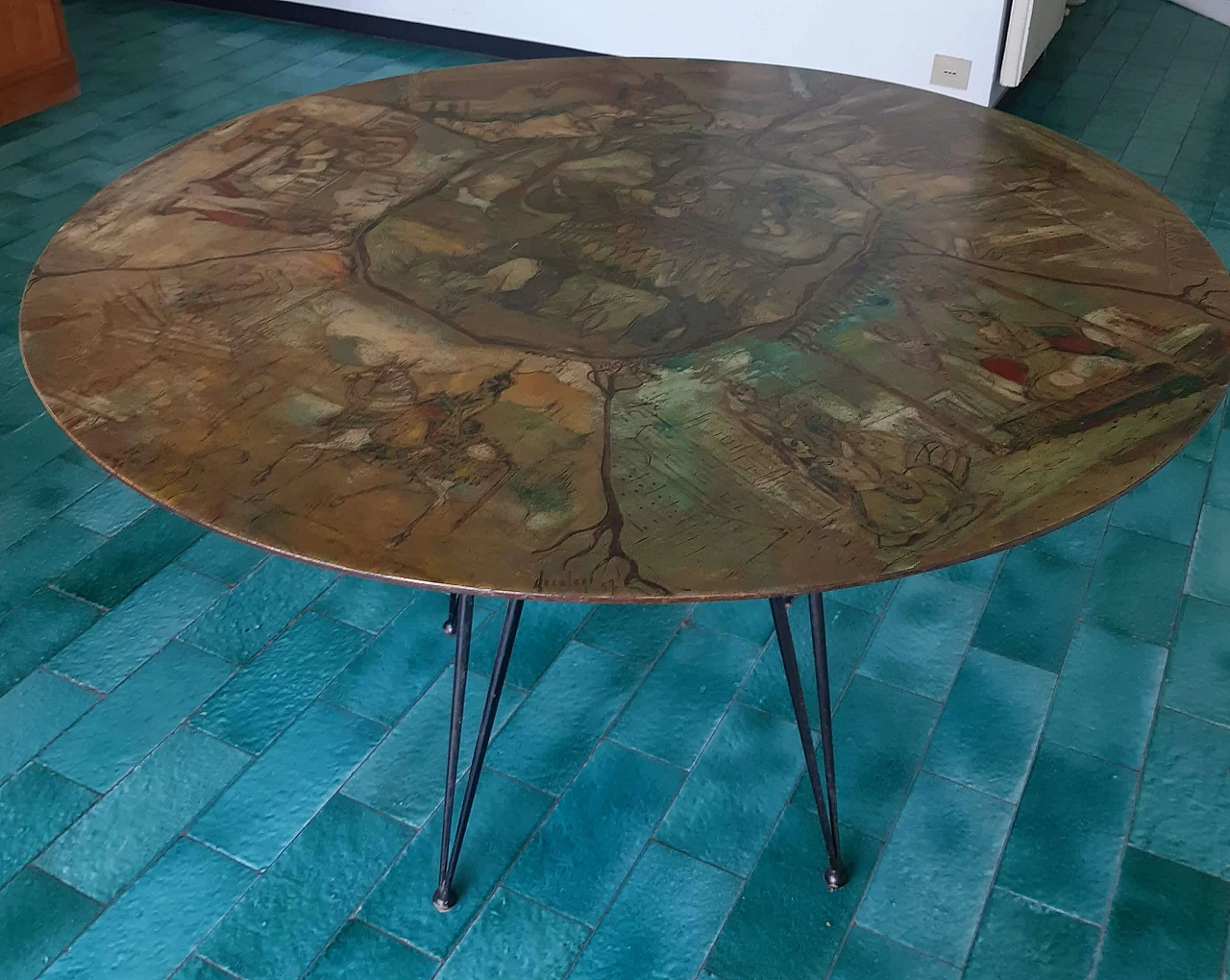 Table by Cumino decorated by Bottega d'Arte Decalage, 1957 1