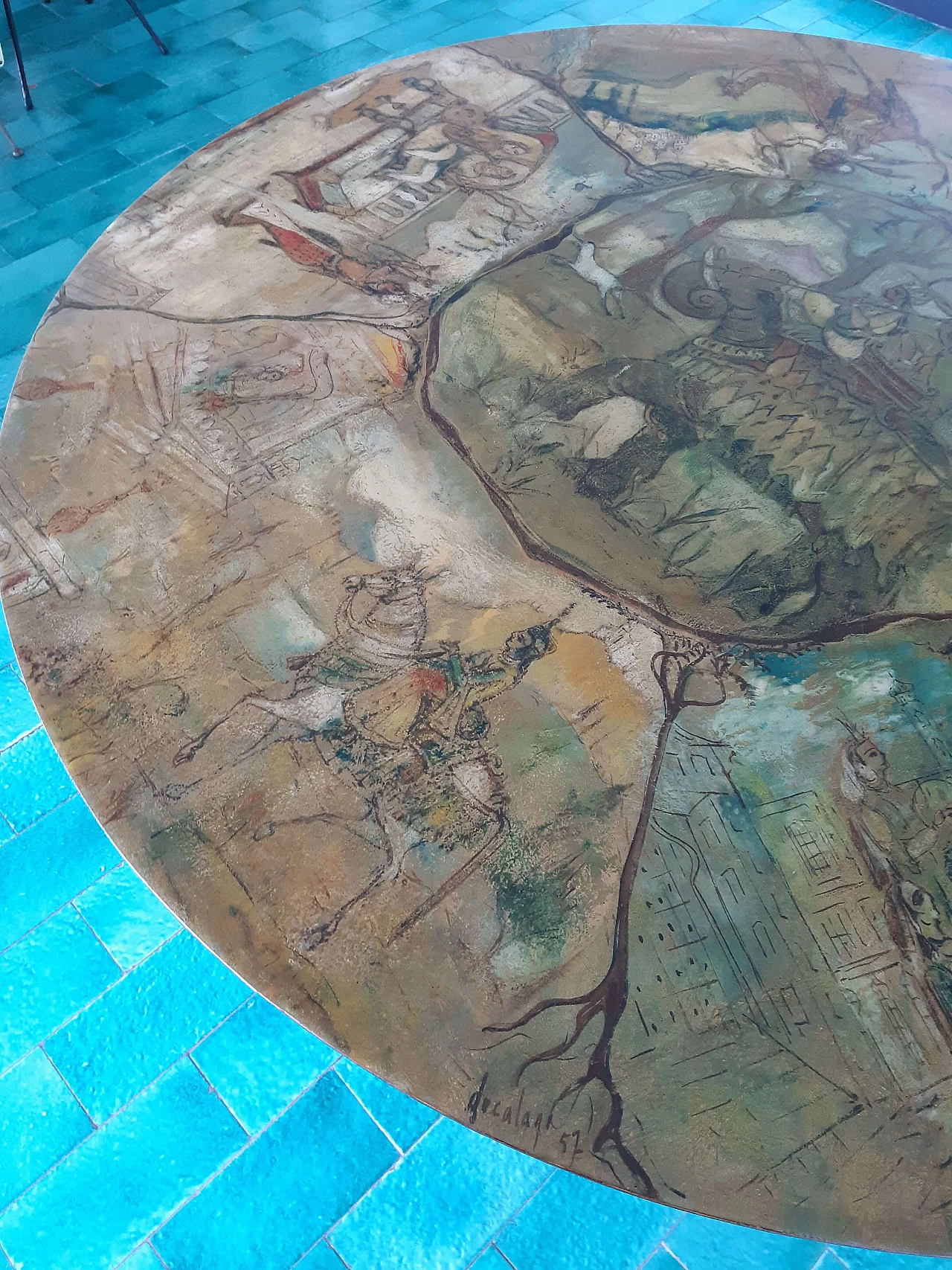 Tavolo di Cumino decorato da Bottega d'Arte Decalage, 1957 9