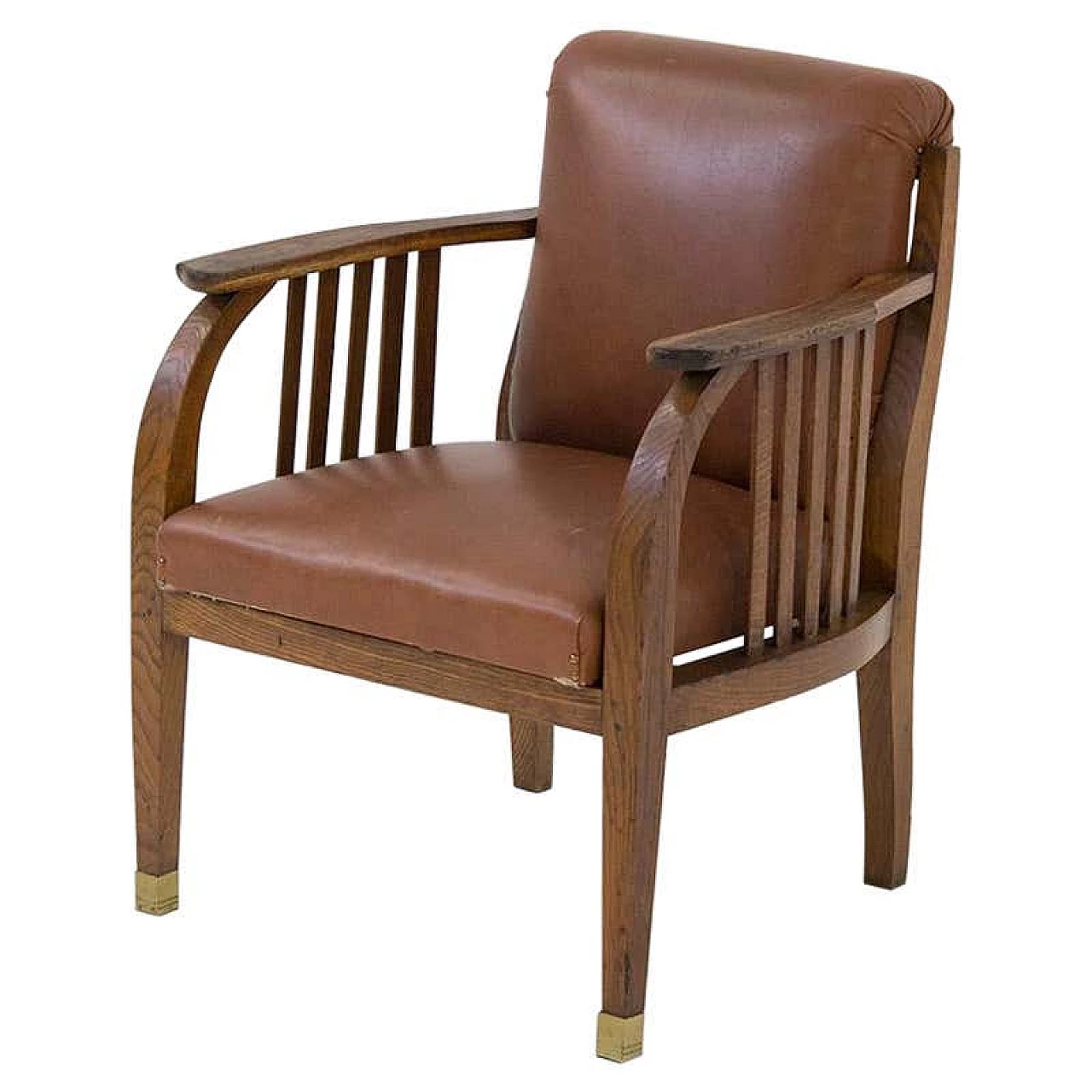 Poltrona Eleg in pelle e legno attribuita a Jacob e Josef Kohn, anni '20 1