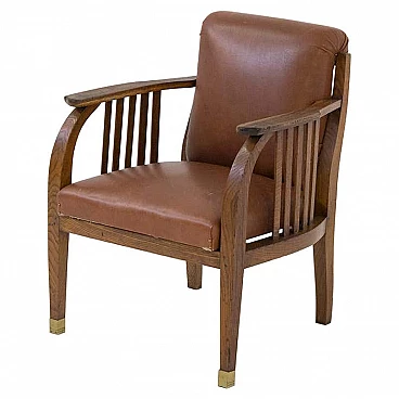 Poltrona Eleg in pelle e legno attribuita a Jacob e Josef Kohn, anni '20