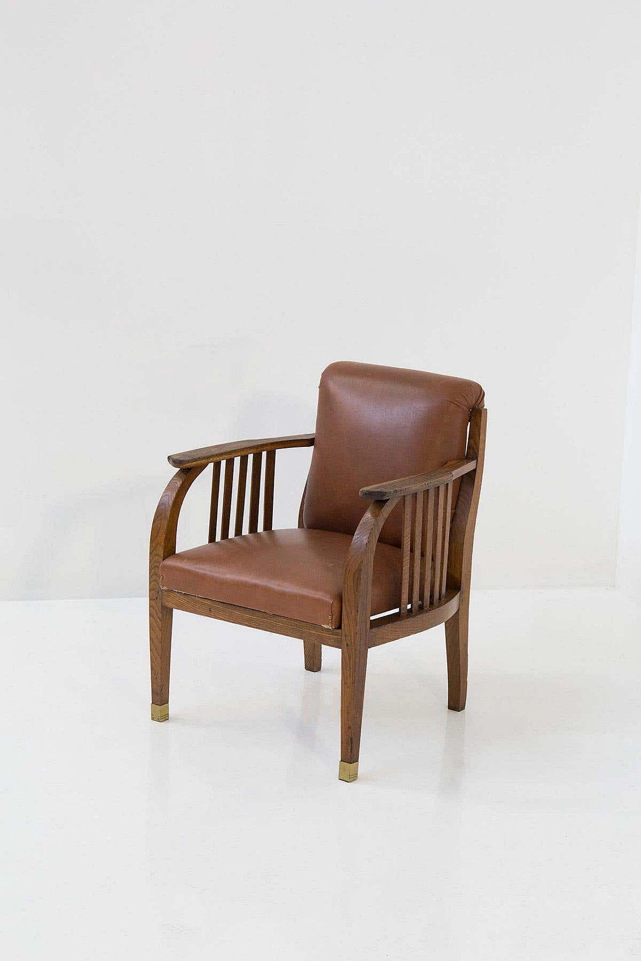 Eleg leather and wood armchair attributed to Jacob and Josef Kohn, 1920s 2