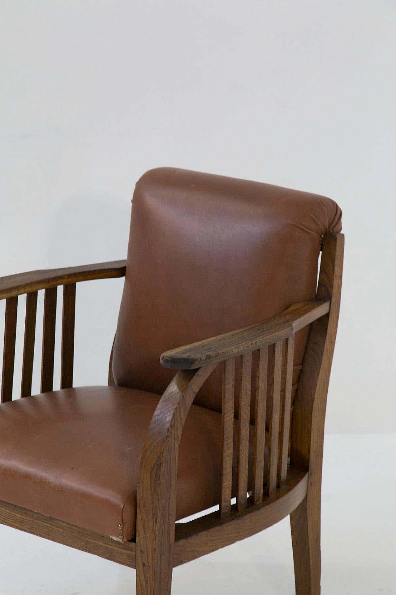 Eleg leather and wood armchair attributed to Jacob and Josef Kohn, 1920s 3
