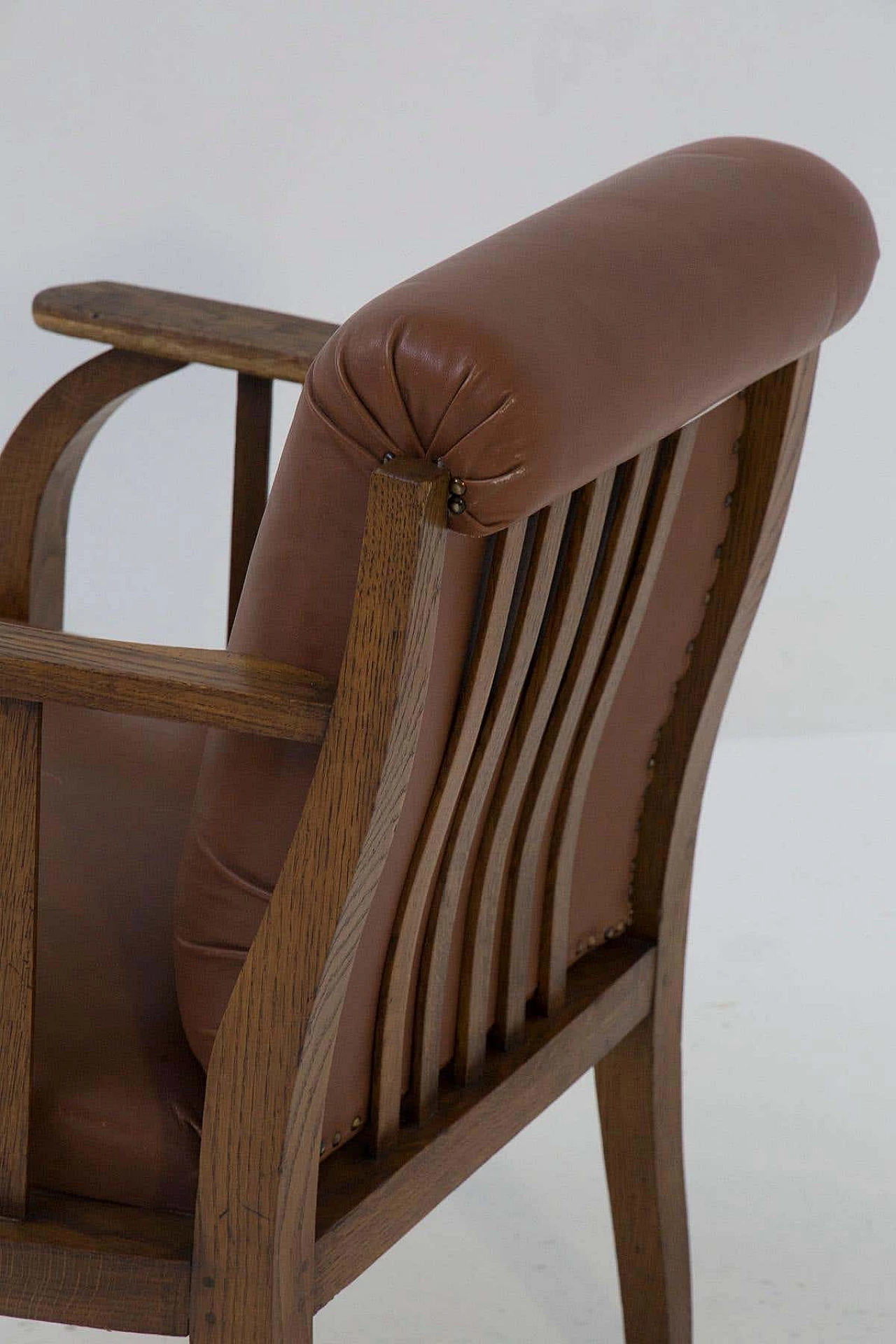 Eleg leather and wood armchair attributed to Jacob and Josef Kohn, 1920s 4