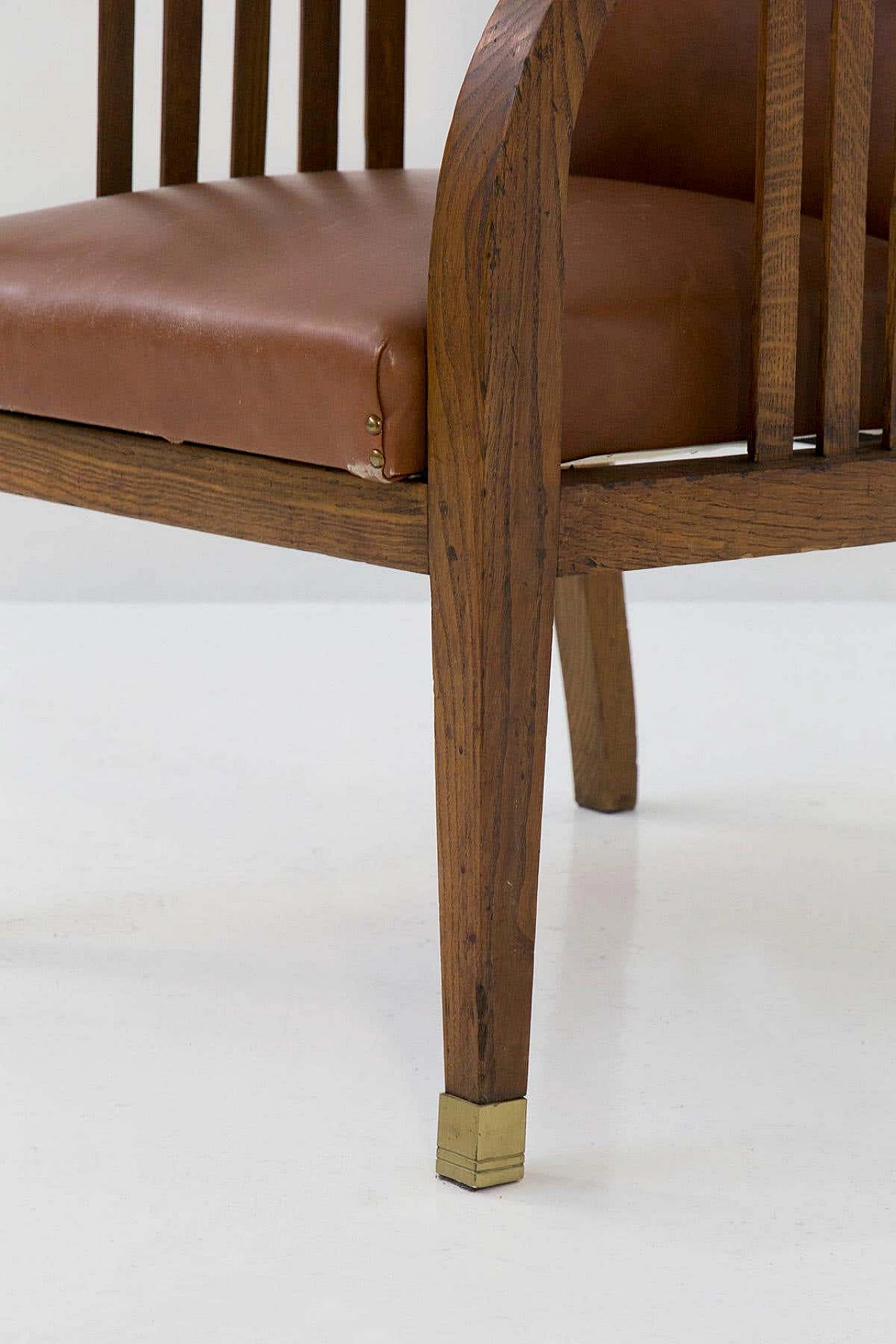 Eleg leather and wood armchair attributed to Jacob and Josef Kohn, 1920s 6
