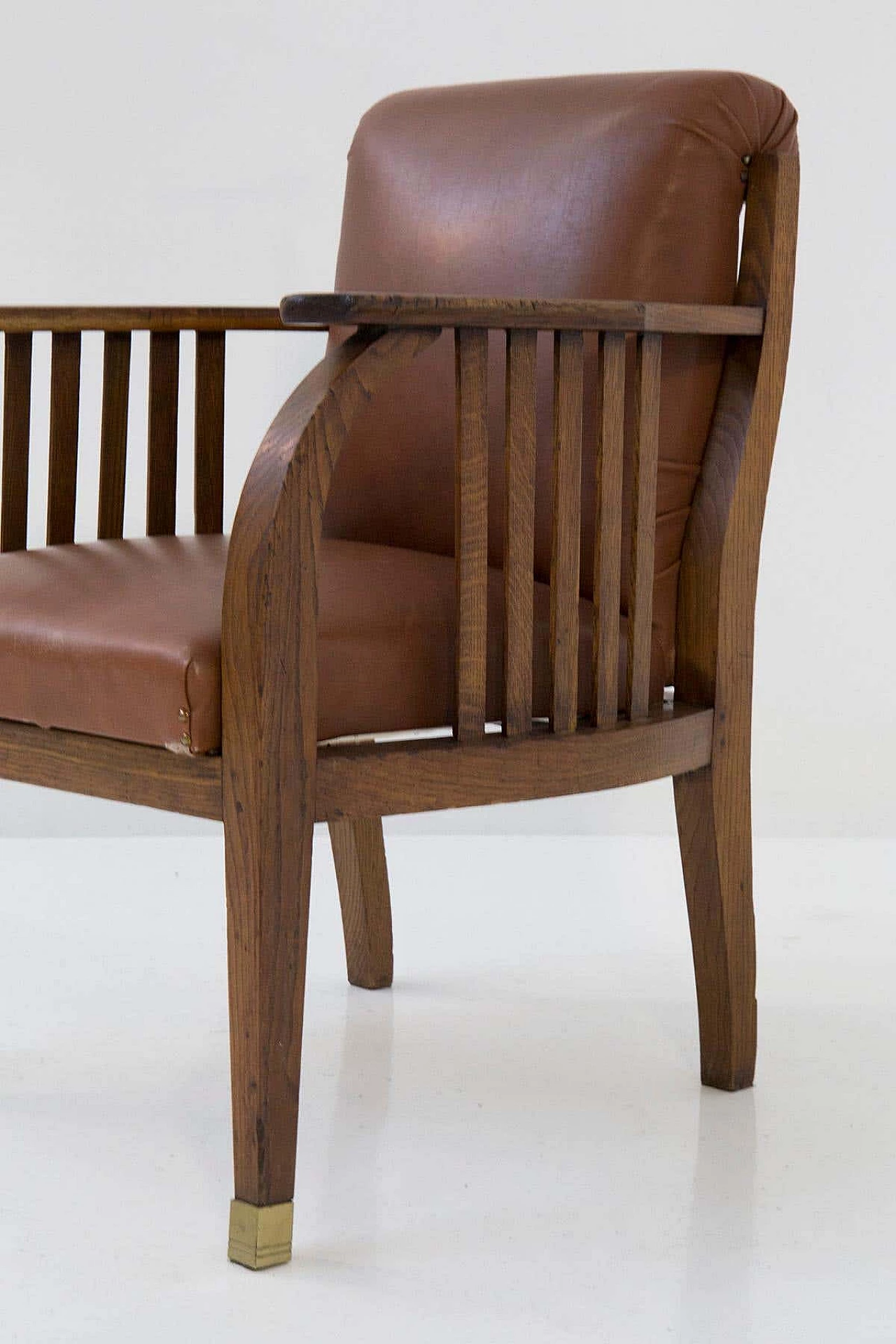 Eleg leather and wood armchair attributed to Jacob and Josef Kohn, 1920s 7