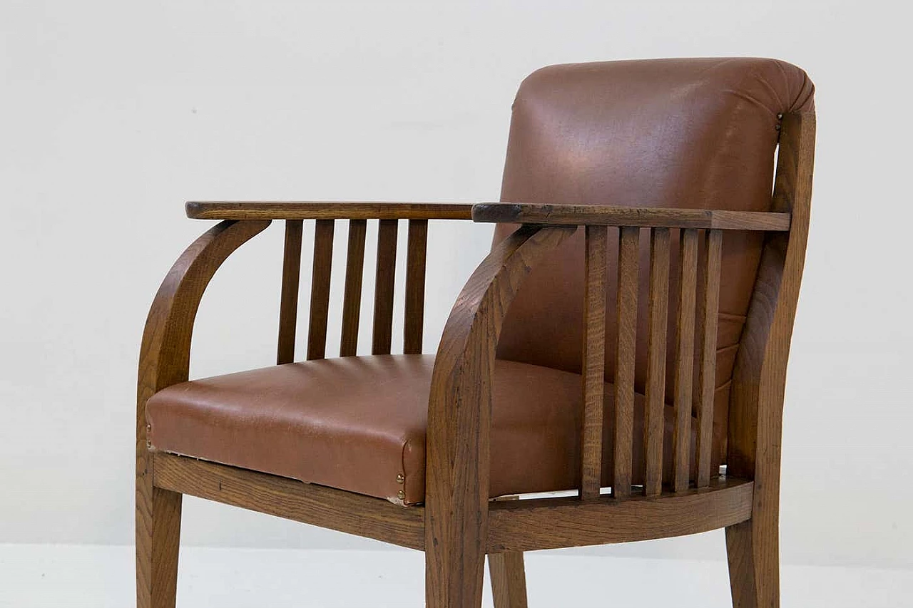Eleg leather and wood armchair attributed to Jacob and Josef Kohn, 1920s 8