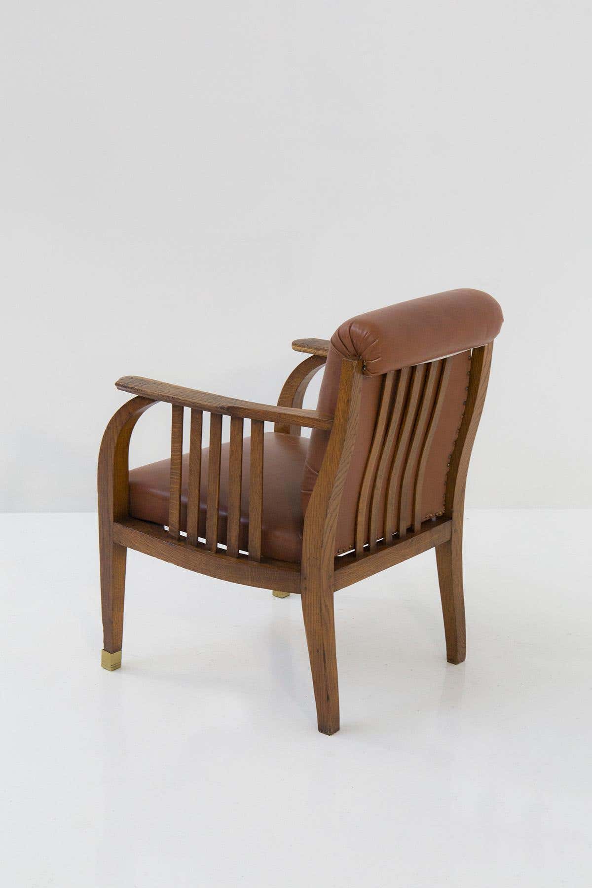 Eleg leather and wood armchair attributed to Jacob and Josef Kohn