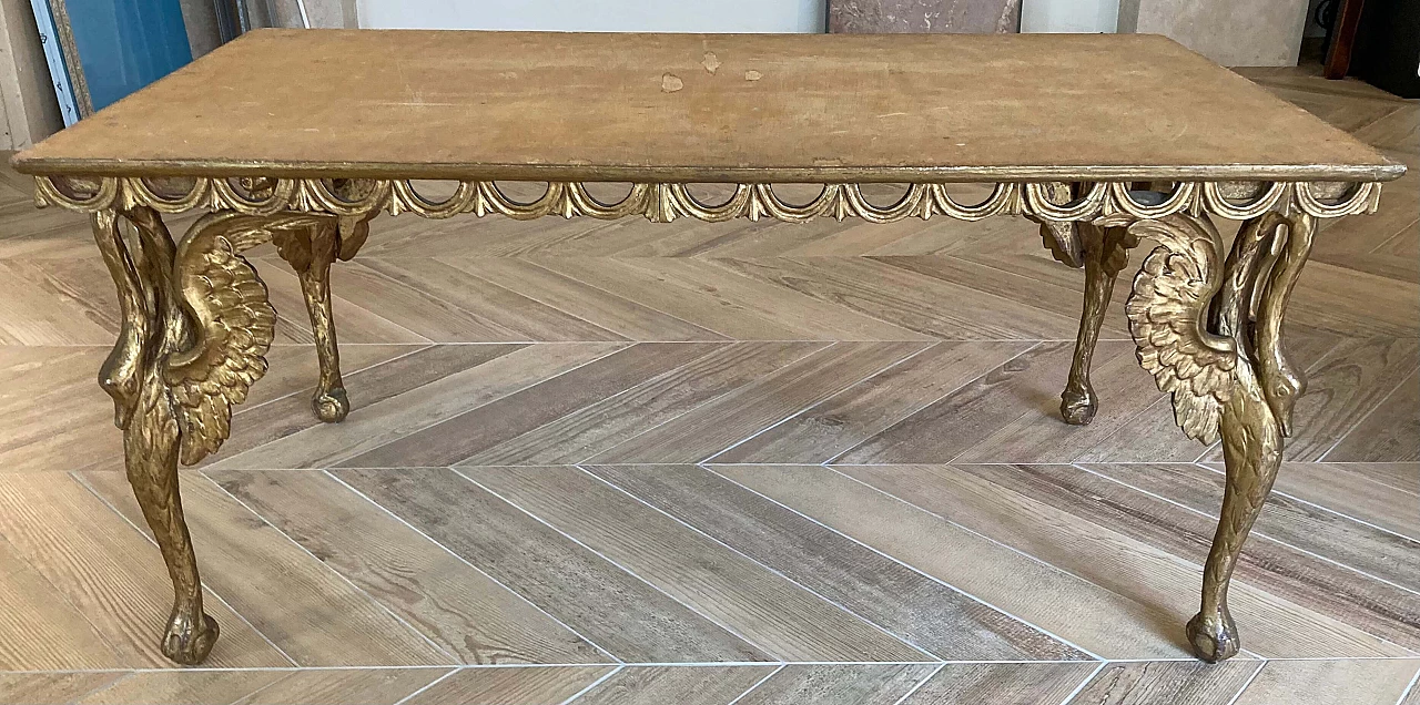 Tavolino da salotto in legno con piano in marmo rosso Impero, '700 5