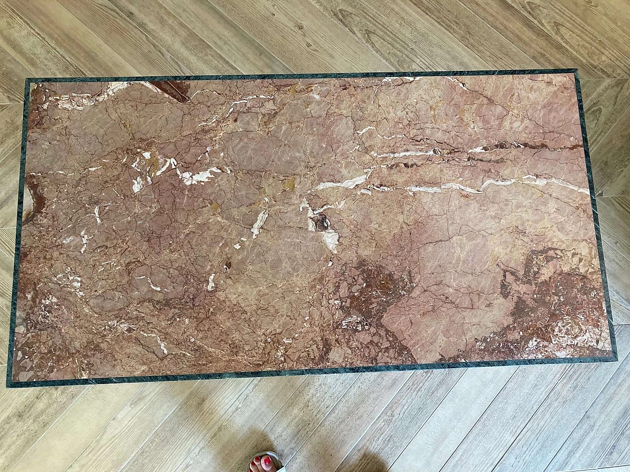 Tavolino da salotto in legno con piano in marmo rosso Impero, '700 6