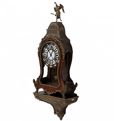 Boulle wall clock with shelf by Thuret Paris, early 20th century