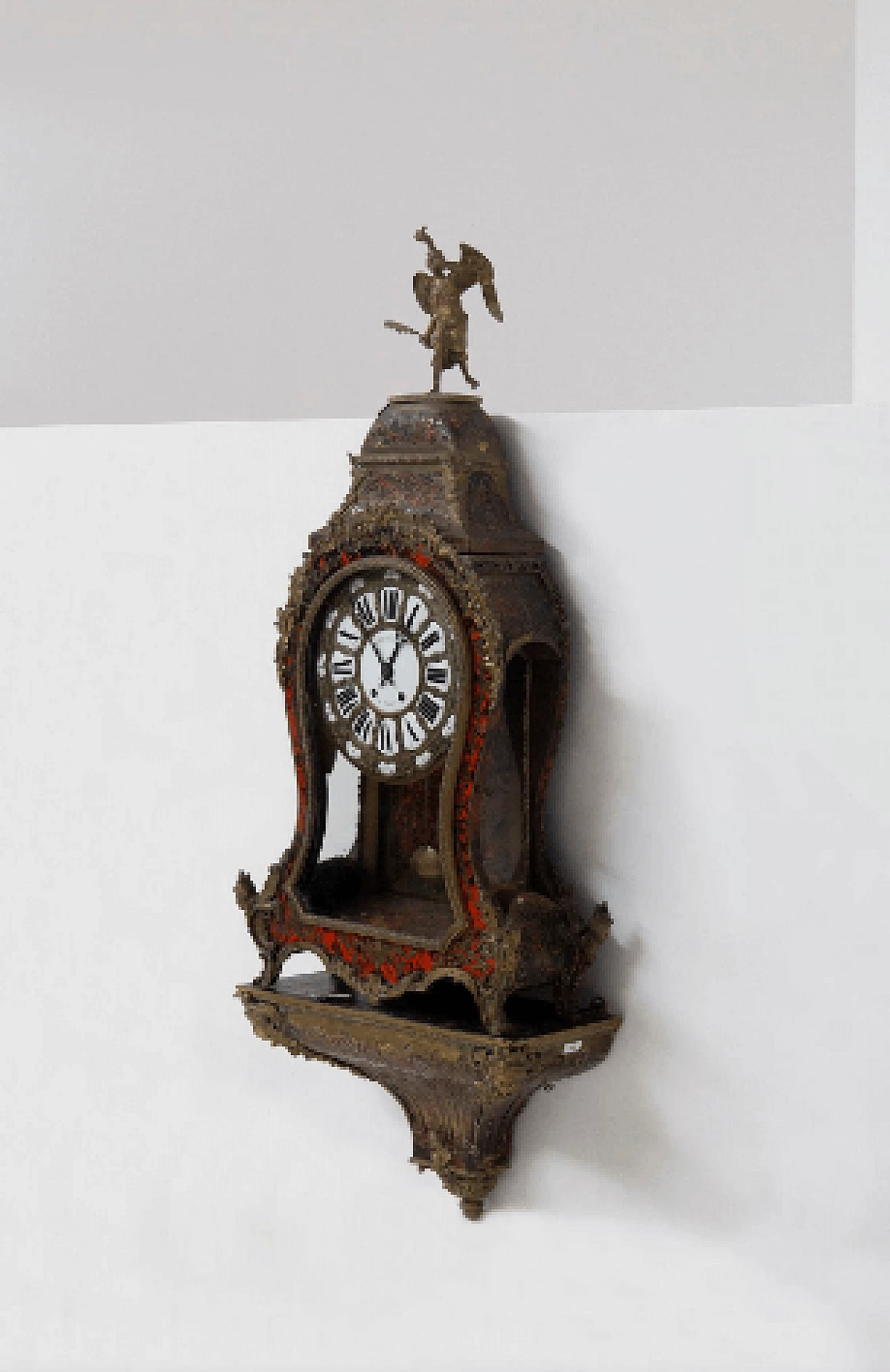 Boulle wall clock with shelf by Thuret Paris, early 20th century 2