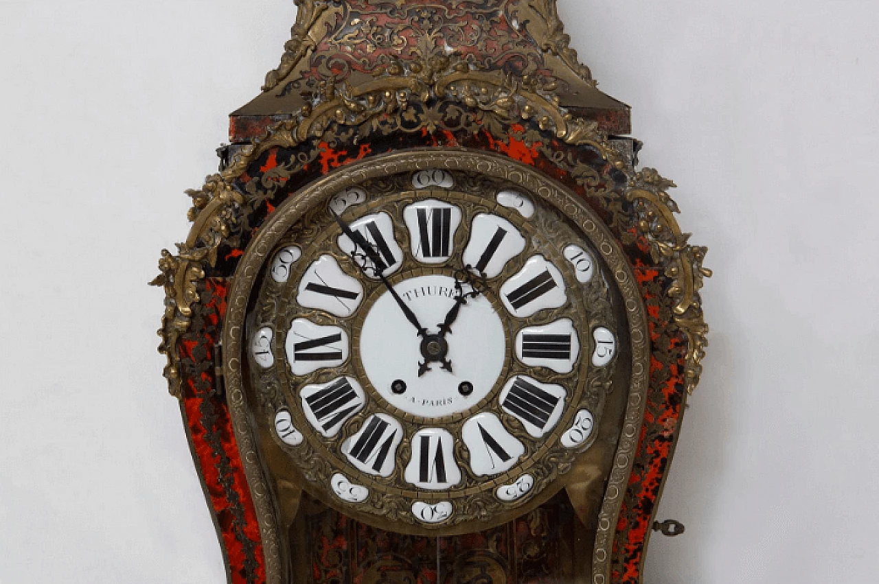 Boulle wall clock with shelf by Thuret Paris, early 20th century 4