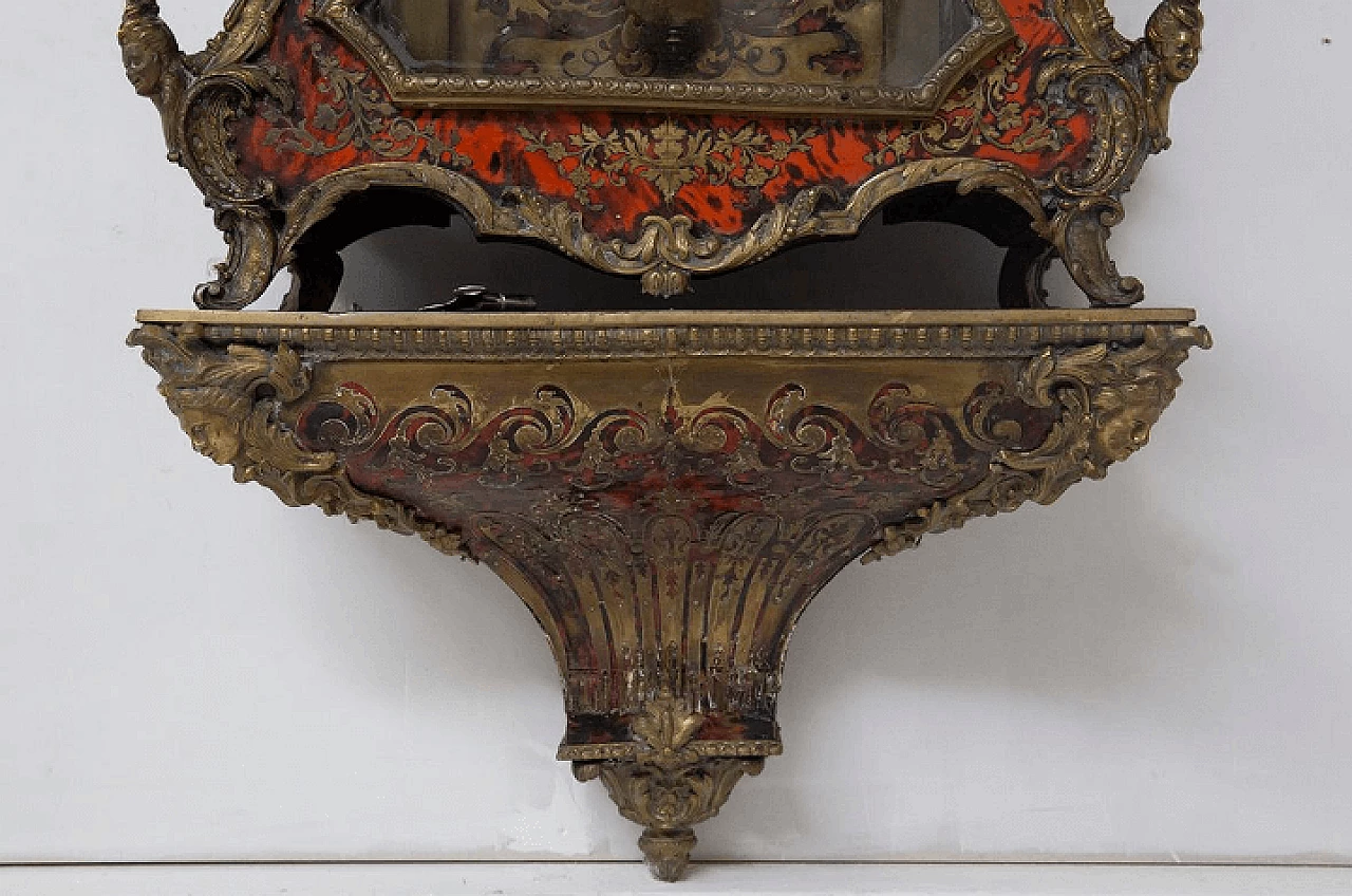 Boulle wall clock with shelf by Thuret Paris, early 20th century 8