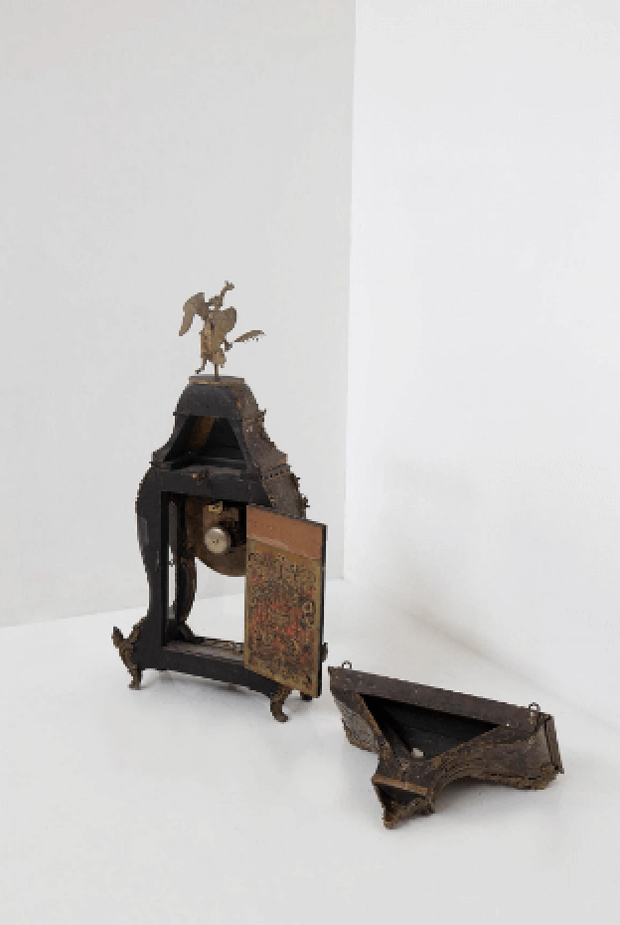 Boulle wall clock with shelf by Thuret Paris, early 20th century 14