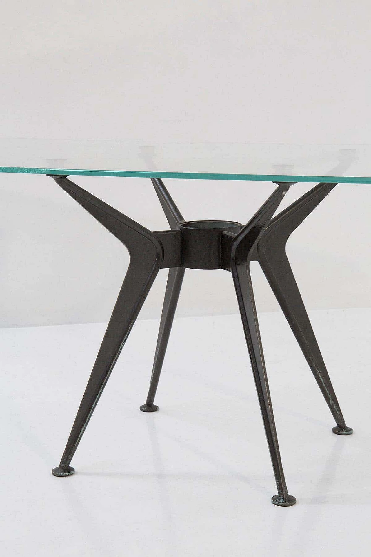 Glass and iron dining table attributed to Norman Foster, 1970s 4