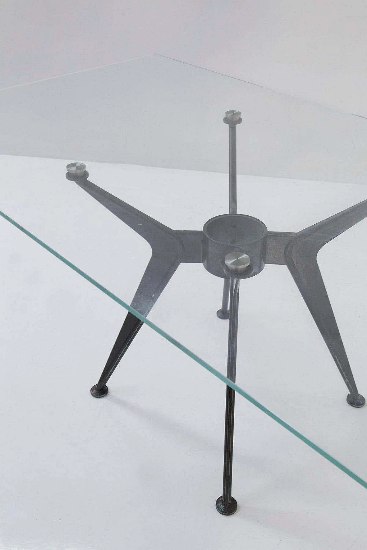 Glass and iron dining table attributed to Norman Foster, 1970s 5