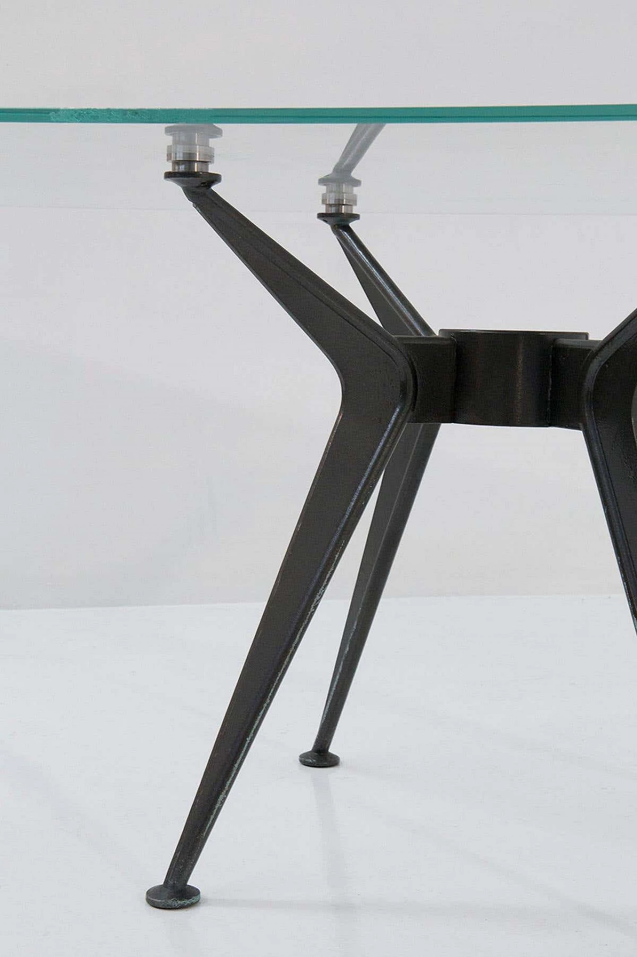 Glass and iron dining table attributed to Norman Foster, 1970s 7