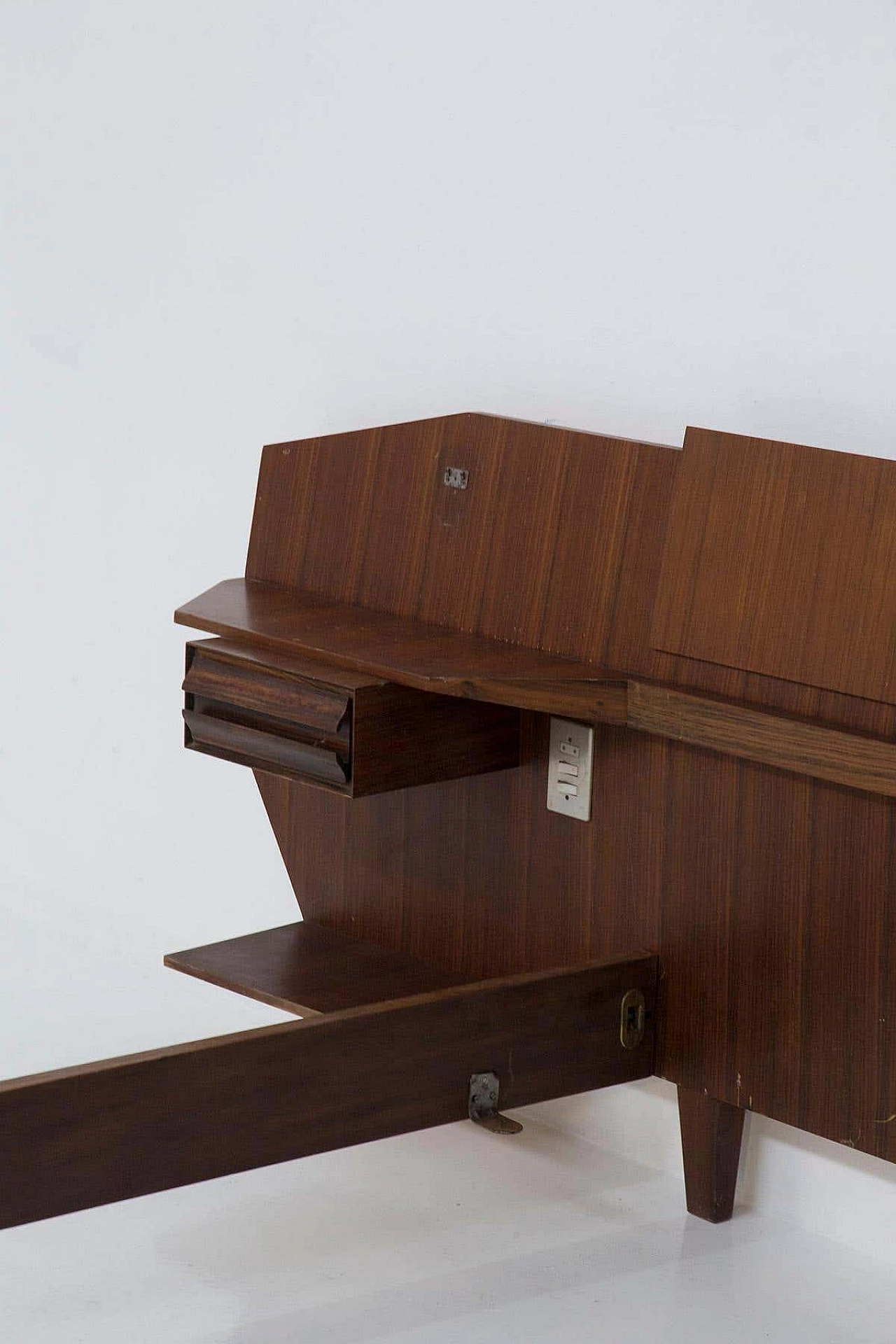 Wooden double bed with bedside tables attributed to Ico Parisi, 1950s 2