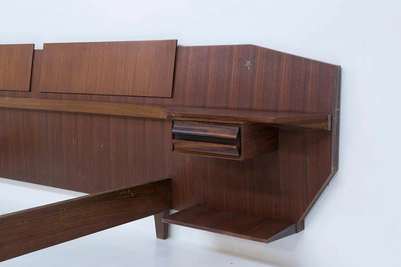 Wooden double bed with bedside tables attributed to Ico Parisi, 1950s 7