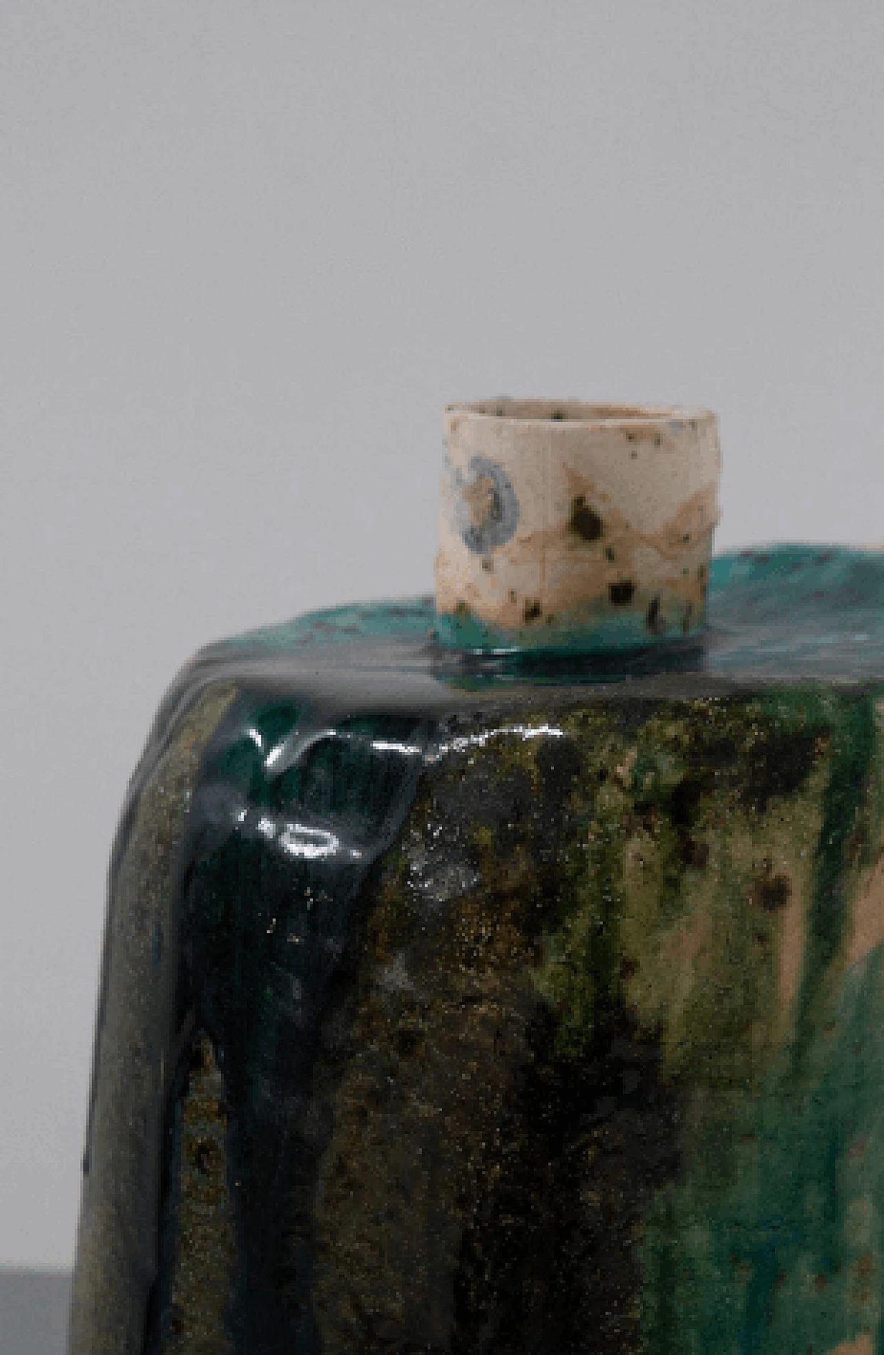 Blue and green ceramic vase, 1990s 4