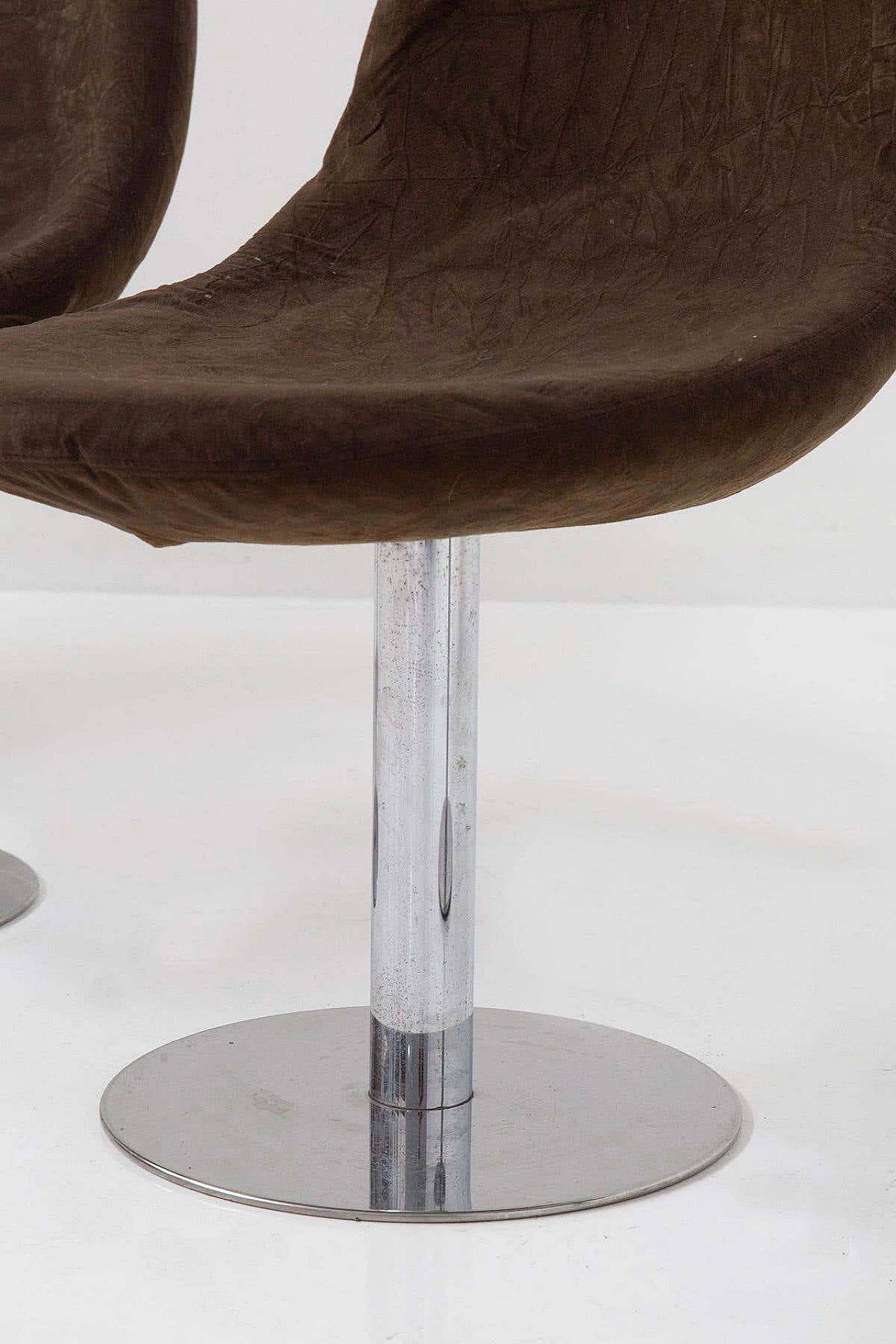 4 Sedie Space Age in metallo e velluto, anni '70 4