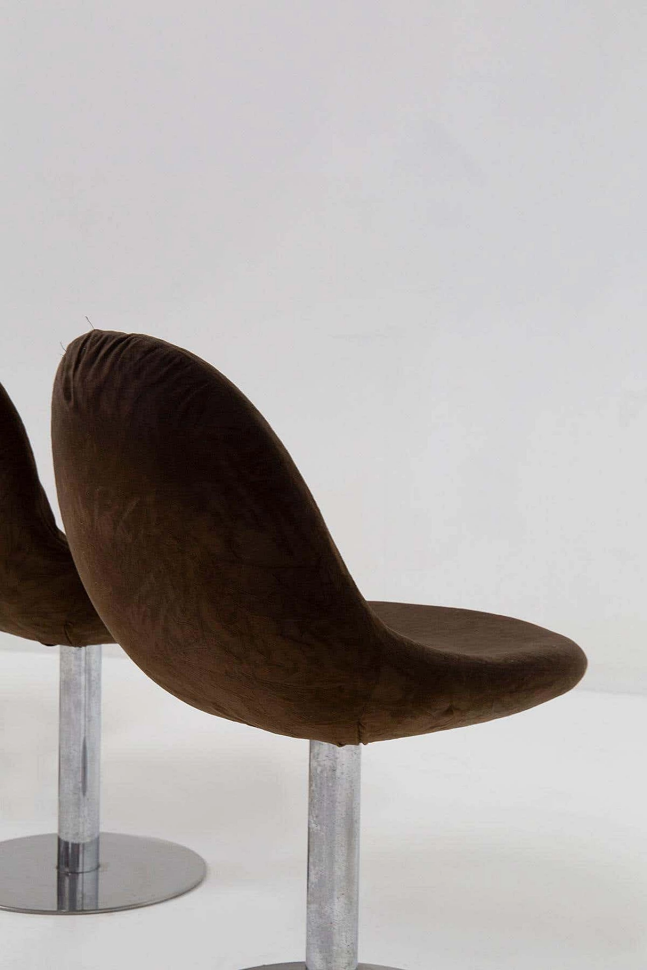 4 Sedie Space Age in metallo e velluto, anni '70 6