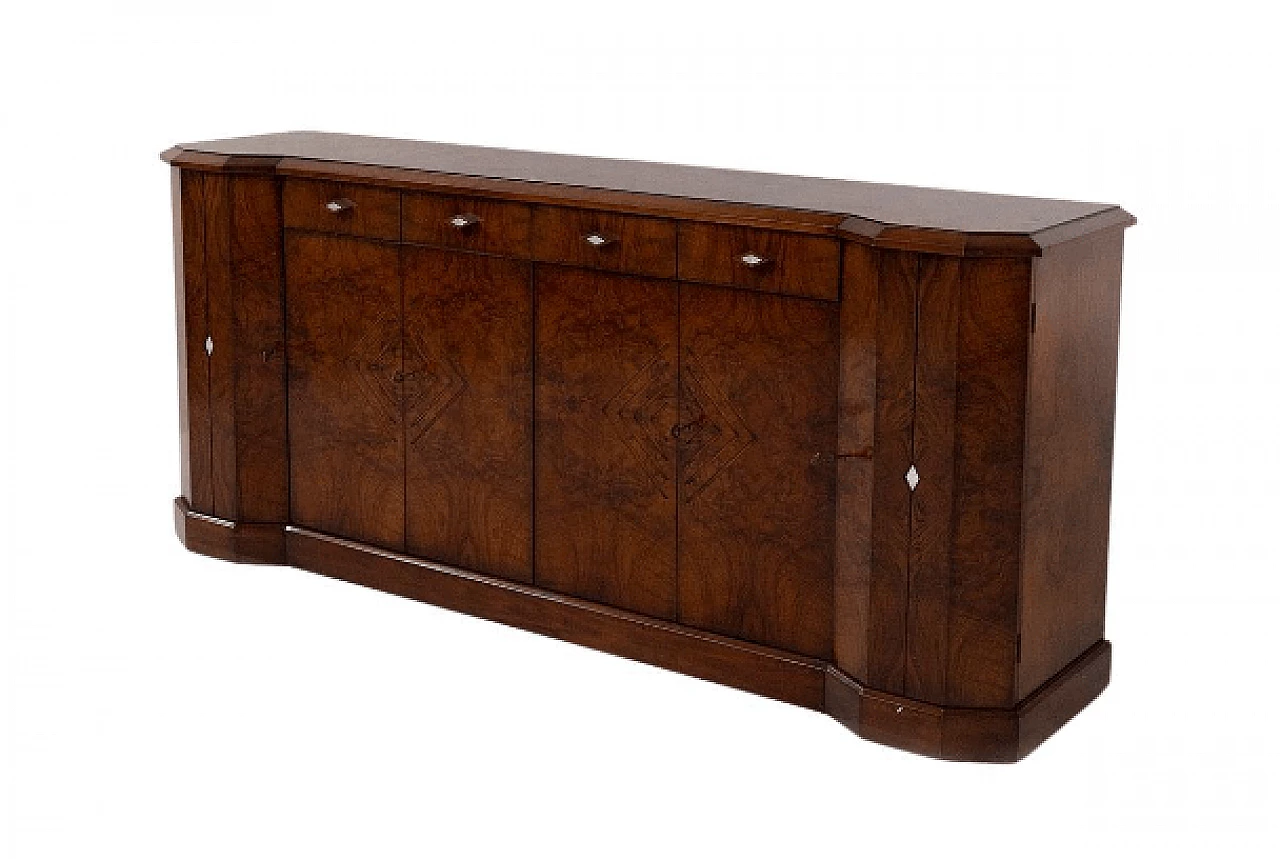 Art Deco style walnut root sideboard, 1970s 1