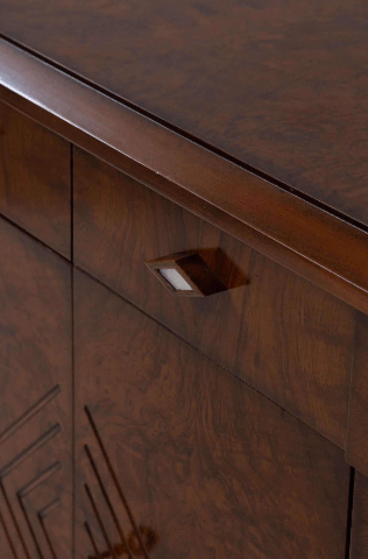 Art Deco style walnut root sideboard, 1970s 7