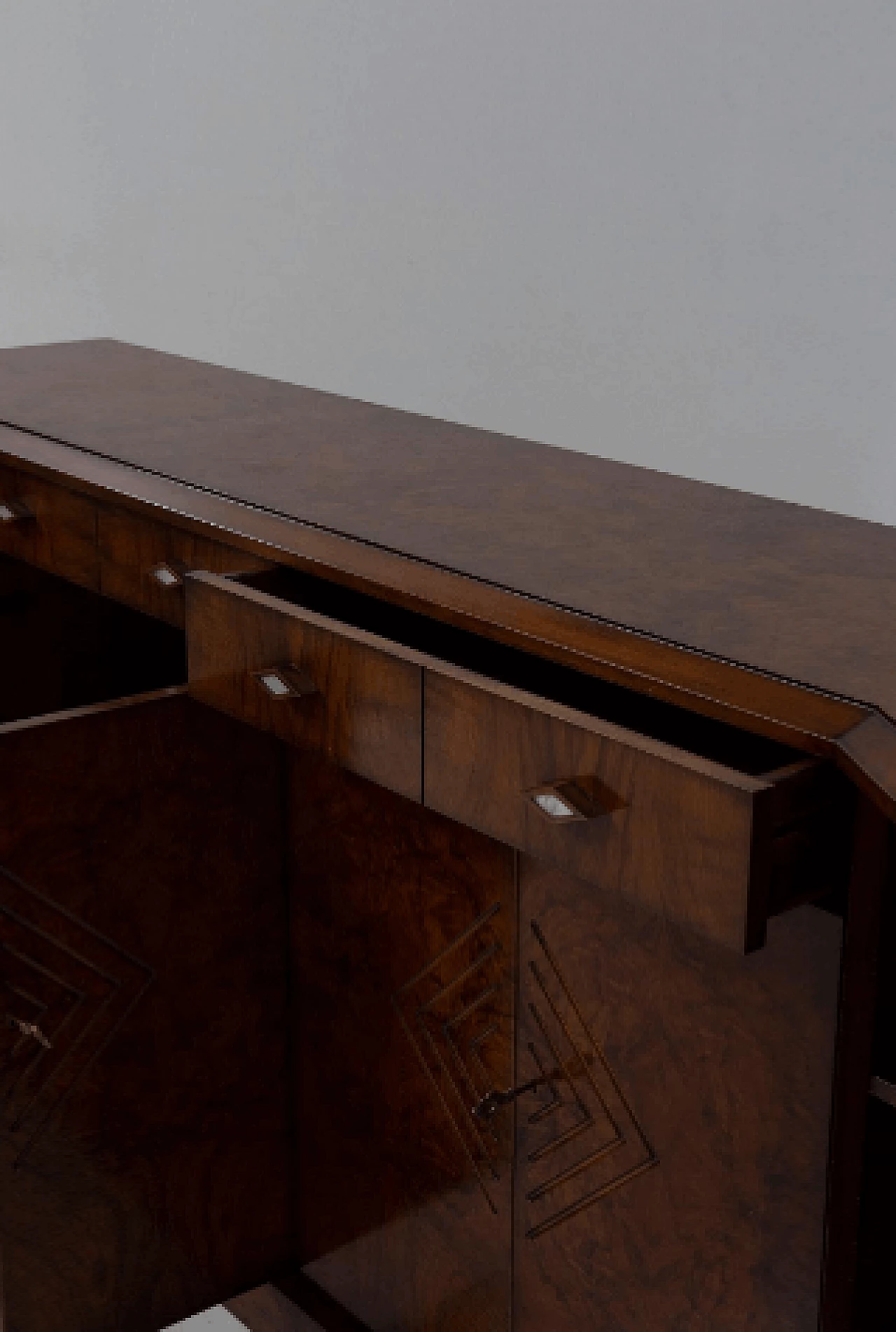 Art Deco style walnut root sideboard, 1970s 9