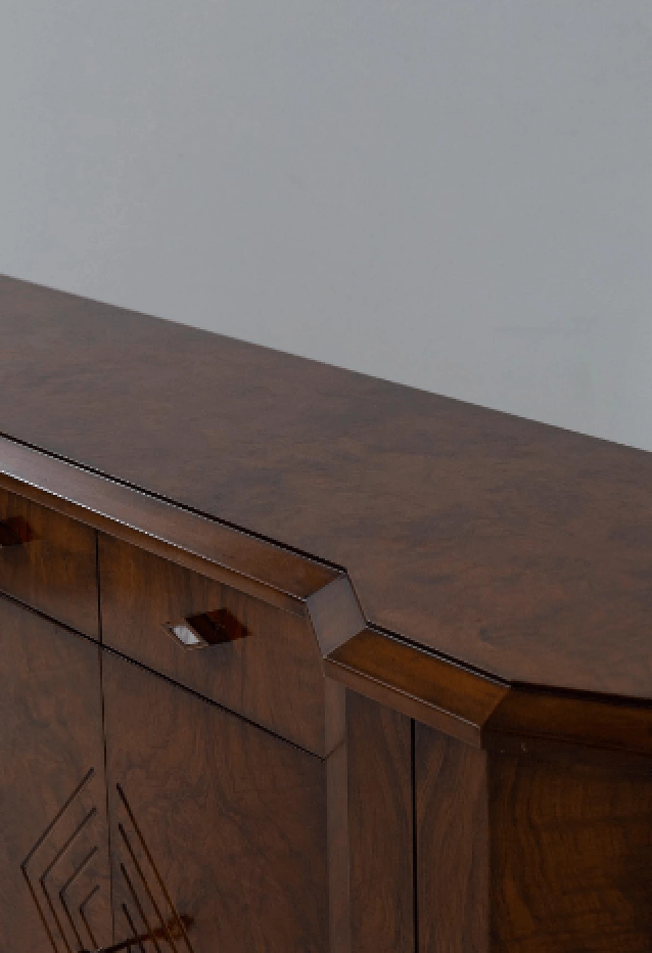 Art Deco style walnut root sideboard, 1970s 12