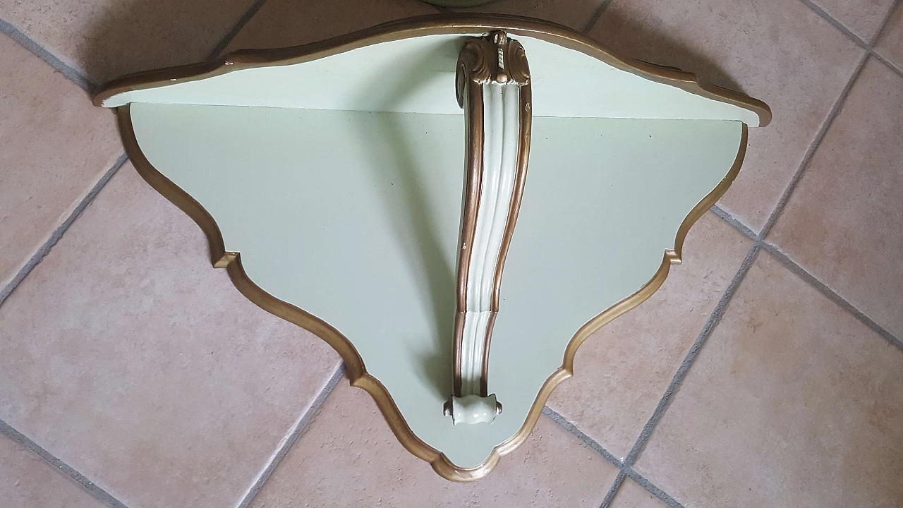 Specchiera da parete con mensola in legno, anni '50 3