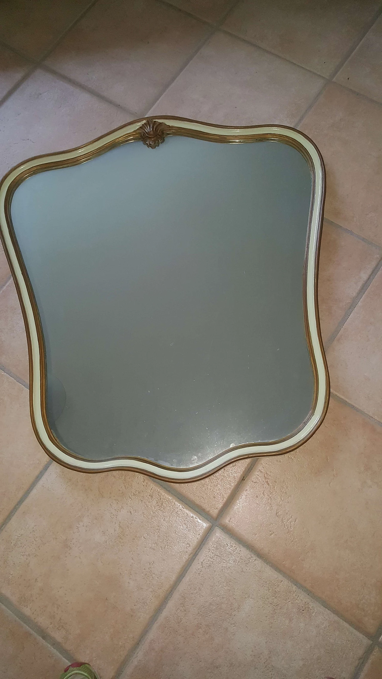 Specchiera da parete con mensola in legno, anni '50 4