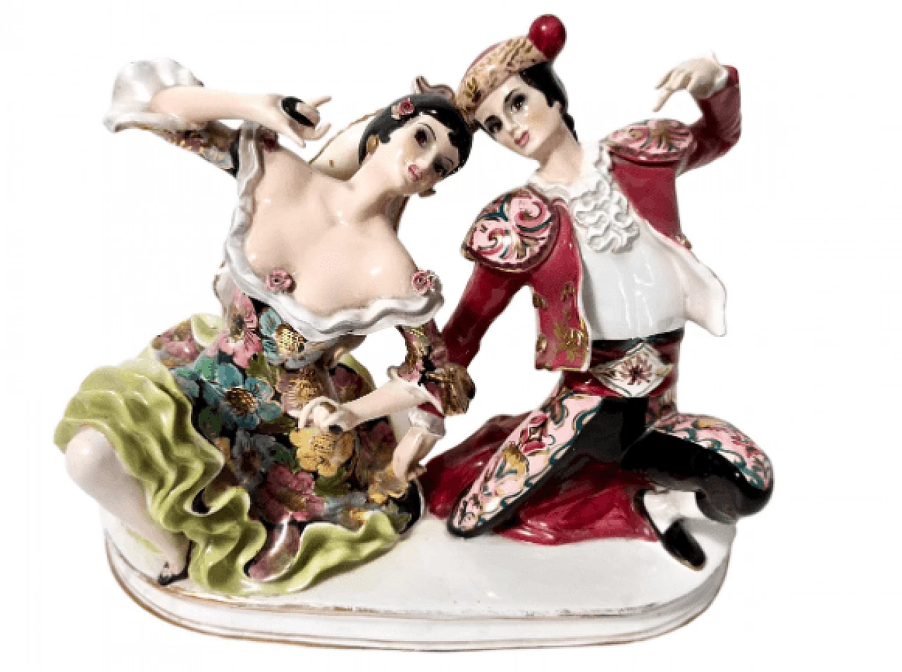 Scultura di torero e ballerina di flamenco in ceramica di Giovanni Girardi per Lenci, anni '50 1