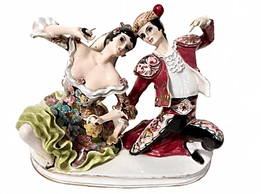 Ceramic bullfighter and flamenco dancer sculpture by Giovanni Girardi for Lenci, 1950s