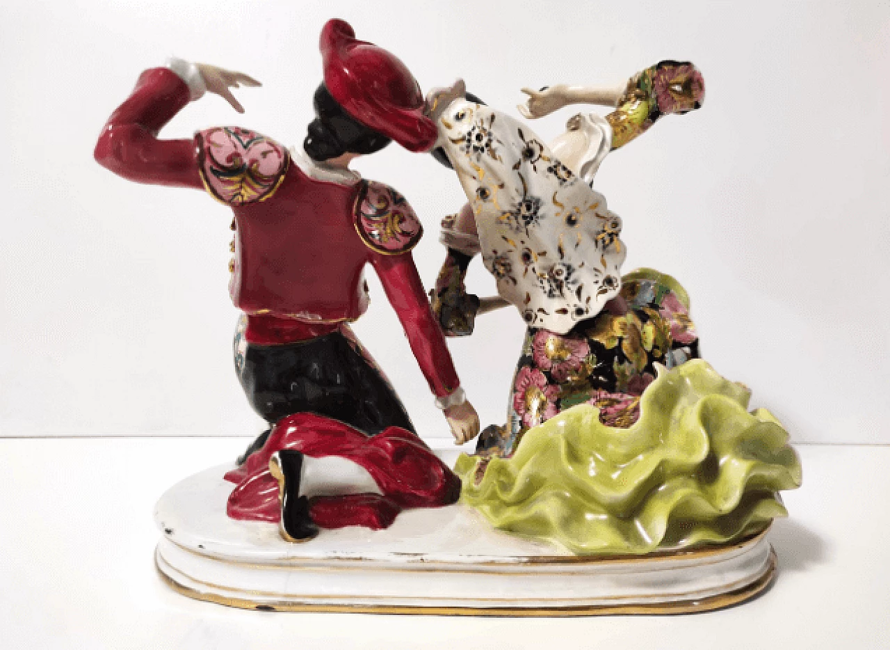 Scultura di torero e ballerina di flamenco in ceramica di Giovanni Girardi per Lenci, anni '50 5
