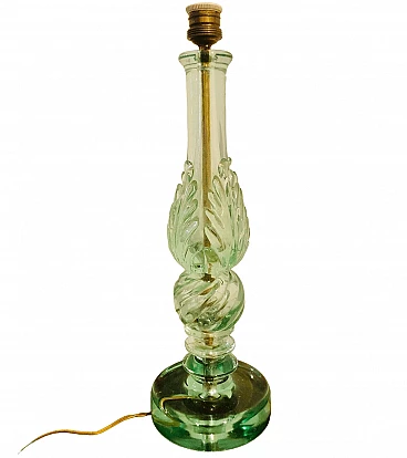 Nile green glass table lamp by Barovier & Toso, 1940s