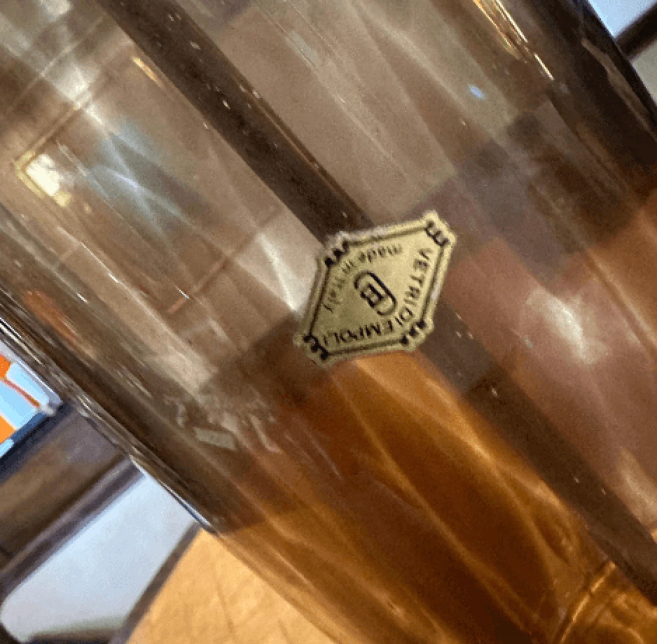 Lampada da tavolo in ottone, vetro tartarugato e paglia di Vienna, anni '70 10