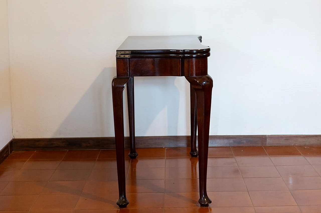 Tavolino da gioco in legno con gambe cabriole, anni '40 2