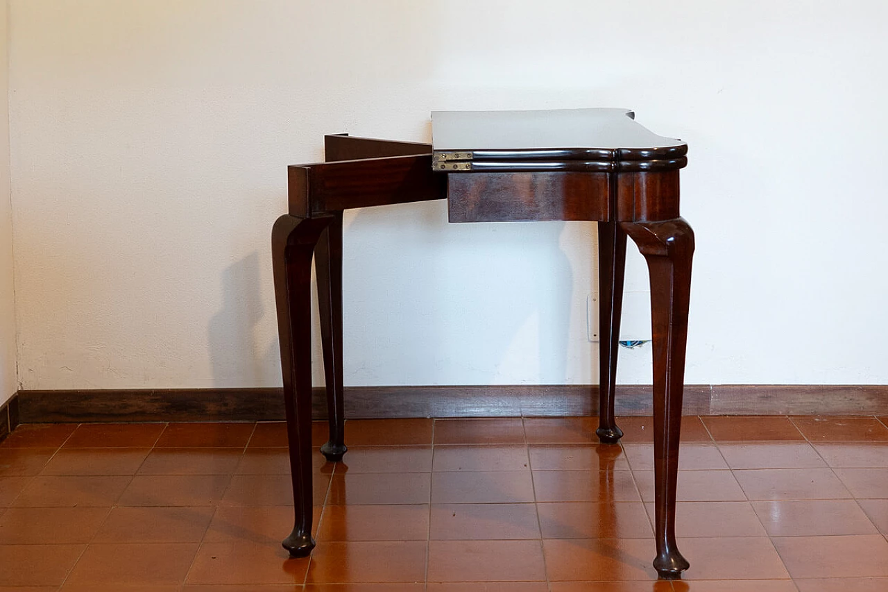 Tavolino da gioco in legno con gambe cabriole, anni '40 4