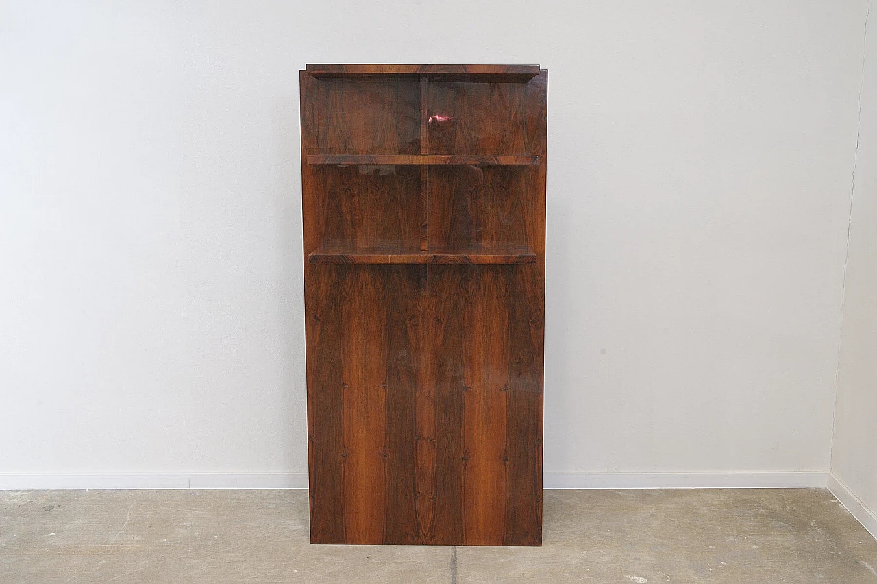 Wall-mounted walnut bookcase with three shelves, 1930s 3