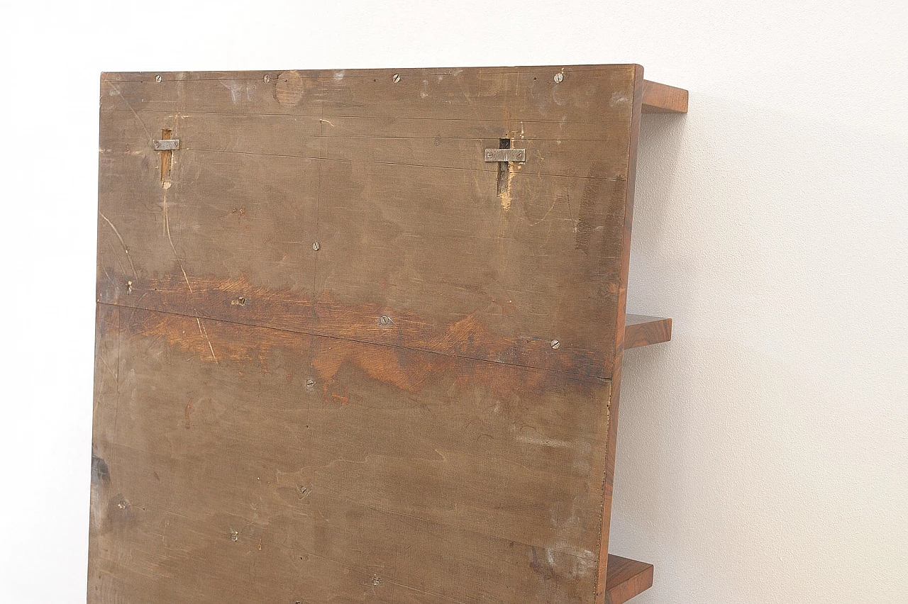 Wall-mounted walnut bookcase with three shelves, 1930s 11