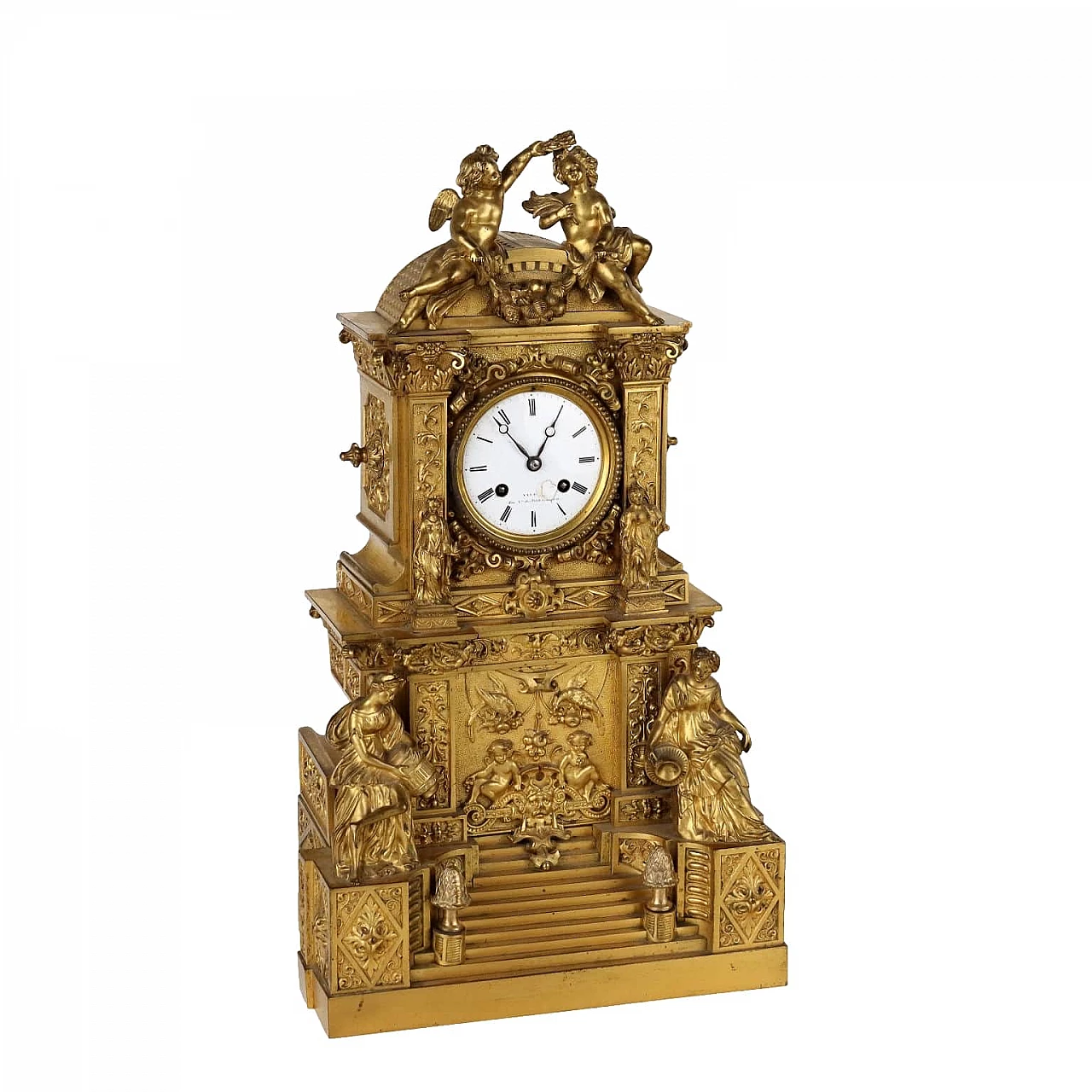 Gilded and chiselled bronze table clock, mid-19th century 1