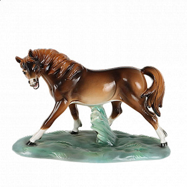 Scultura di cavallo in ceramica di Antonio Ronzan