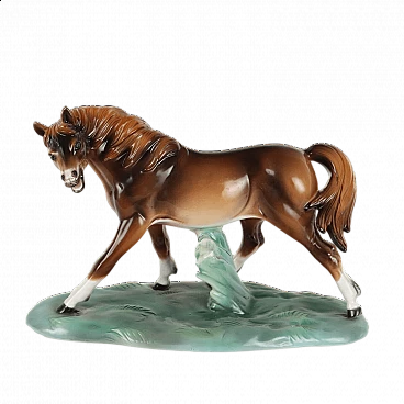Scultura di cavallo in ceramica di Antonio Ronzan